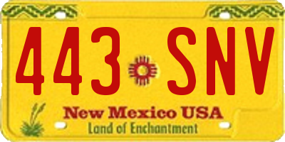 NM license plate 443SNV