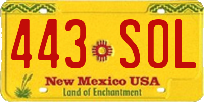 NM license plate 443SOL
