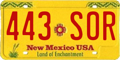 NM license plate 443SOR