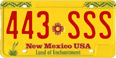 NM license plate 443SSS