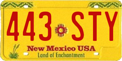NM license plate 443STY