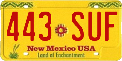 NM license plate 443SUF