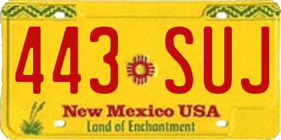 NM license plate 443SUJ
