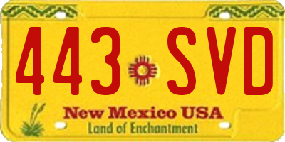 NM license plate 443SVD