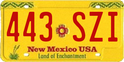 NM license plate 443SZI