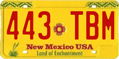 NM license plate 443TBM