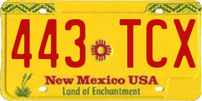 NM license plate 443TCX