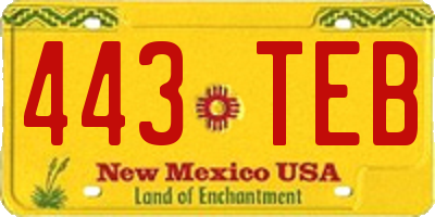 NM license plate 443TEB