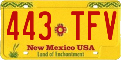 NM license plate 443TFV