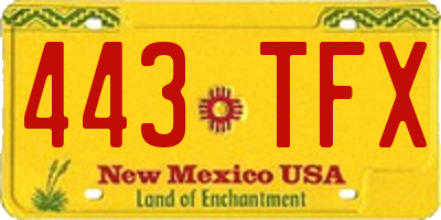 NM license plate 443TFX