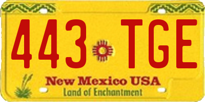 NM license plate 443TGE