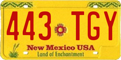 NM license plate 443TGY