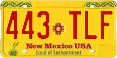 NM license plate 443TLF