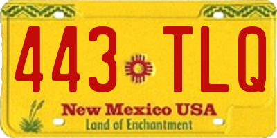 NM license plate 443TLQ