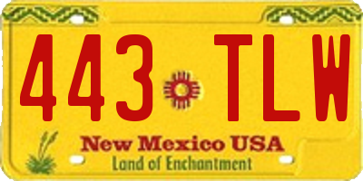 NM license plate 443TLW
