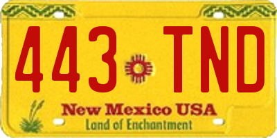 NM license plate 443TND