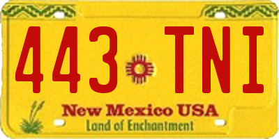 NM license plate 443TNI