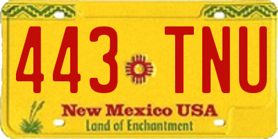 NM license plate 443TNU