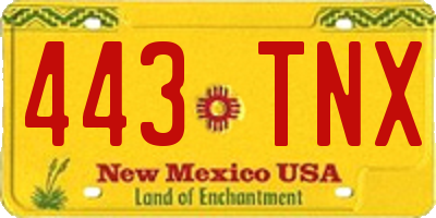 NM license plate 443TNX