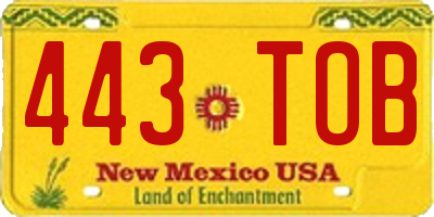 NM license plate 443TOB