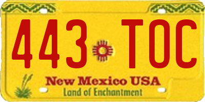 NM license plate 443TOC