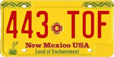 NM license plate 443TOF