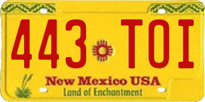 NM license plate 443TOI