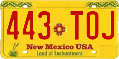 NM license plate 443TOJ