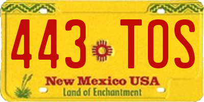 NM license plate 443TOS
