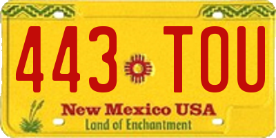 NM license plate 443TOU
