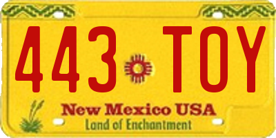 NM license plate 443TOY