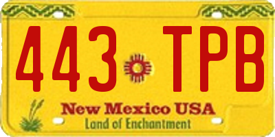 NM license plate 443TPB