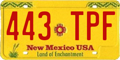 NM license plate 443TPF