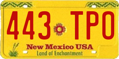 NM license plate 443TPO