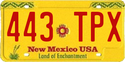 NM license plate 443TPX