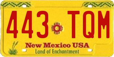 NM license plate 443TQM