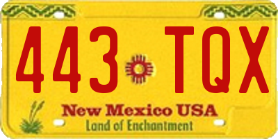 NM license plate 443TQX