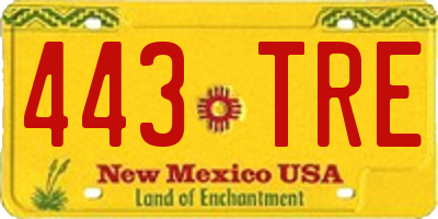 NM license plate 443TRE