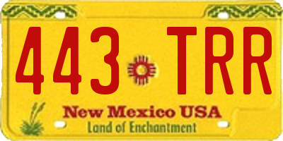 NM license plate 443TRR