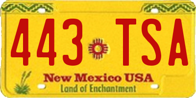 NM license plate 443TSA