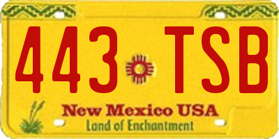 NM license plate 443TSB