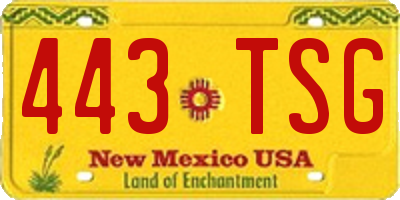 NM license plate 443TSG