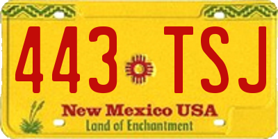NM license plate 443TSJ