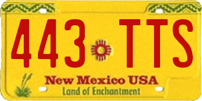 NM license plate 443TTS