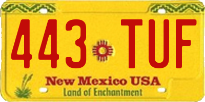 NM license plate 443TUF
