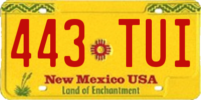 NM license plate 443TUI