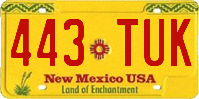 NM license plate 443TUK