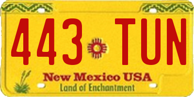 NM license plate 443TUN