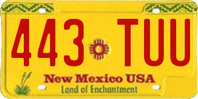 NM license plate 443TUU