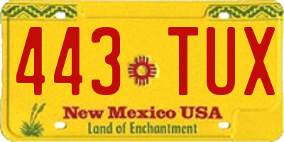NM license plate 443TUX